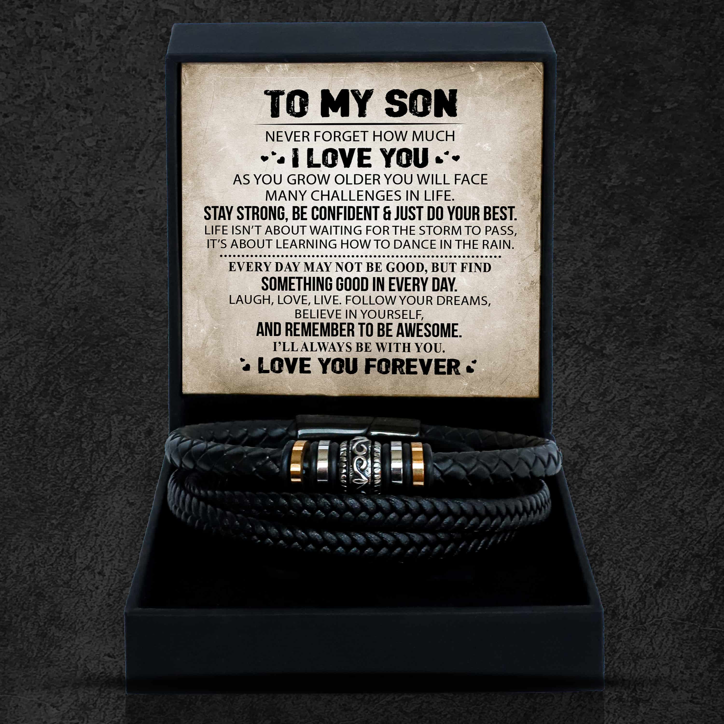 JSJOY Men's Leather Bracelet With Tiger Eye Stone – I Love You Gifts For Him, Dad, Husband, Anniversary, Birthday, Adjustable Lucky Bracelet - View #6